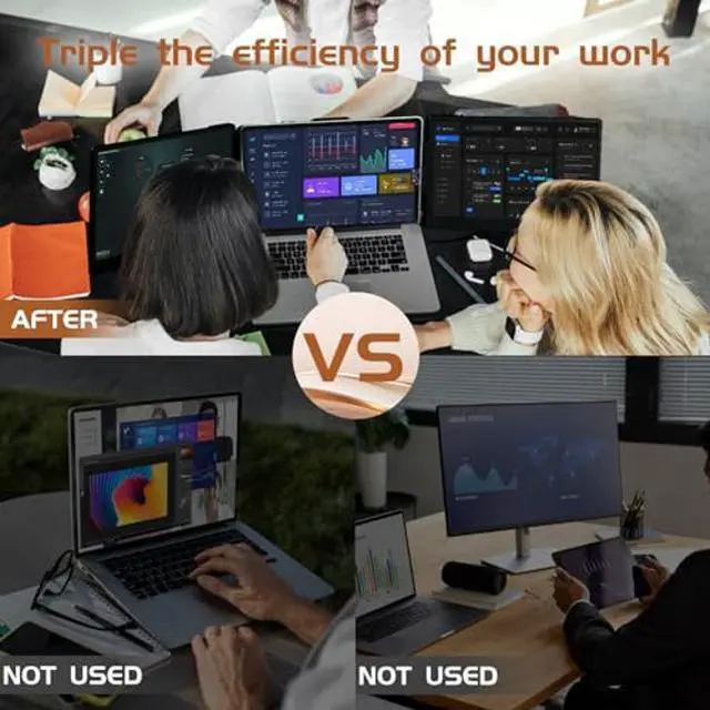 Alt view image 4 of 5 - Laptop Screen Extender Monitor Portable - 14 Inch FHD 1080P IPS Laptop Monitor Extender Plug & Play External Triple Monitor for 13"-17" Laptops Compatible with Mac Windows Linux Chrome