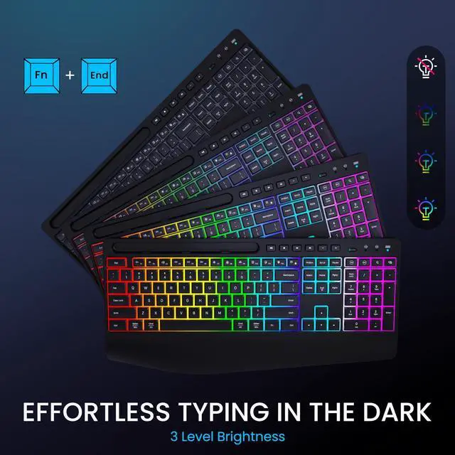 Alt view image 2 of 5 - Ergonomic Wireless Keyboard and Mouse Combo Full-Sized Silent Design with Phone Holder for Windows PC Laptop