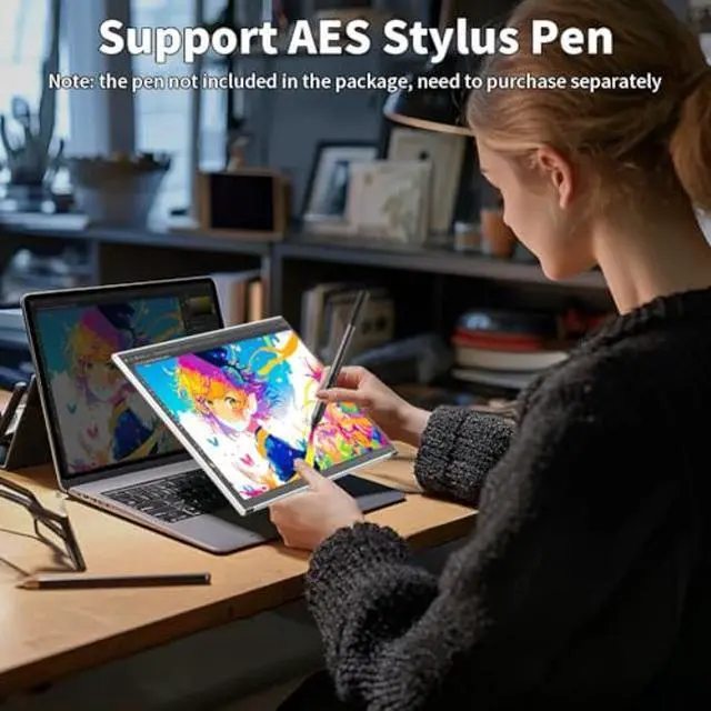 Alt view image 4 of 5 - OLED Portable Monitor 14" 2K | 2560x1440 Portable Touchscreen Display|100% DCI-P3 | 10 Bits | AES Stylus Pen Support|Ultra-Slim| Kickstand| 1Ms OLED Gaming Monitor