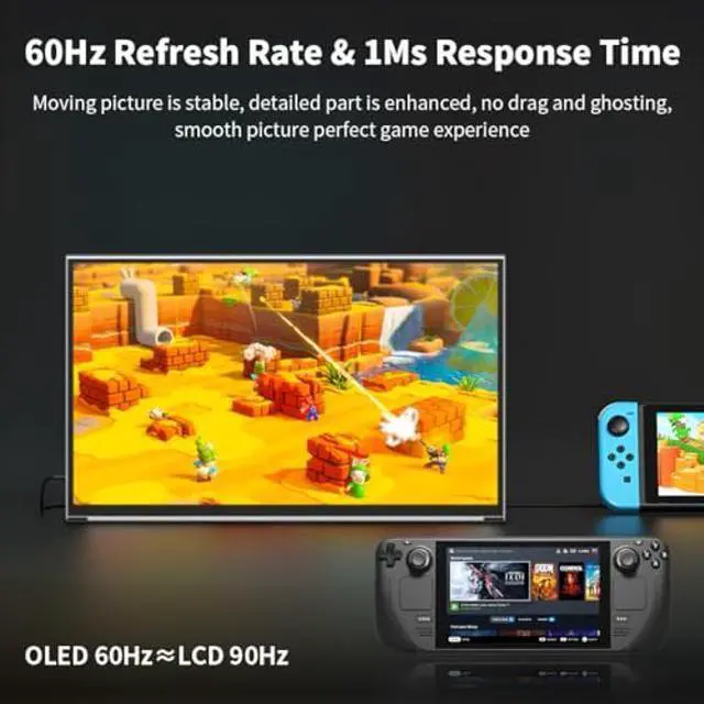 Alt view image 5 of 5 - OLED Portable Monitor 14" 2K | 2560x1440 Portable Touchscreen Display|100% DCI-P3 | 10 Bits | AES Stylus Pen Support|Ultra-Slim| Kickstand| 1Ms OLED Gaming Monitor