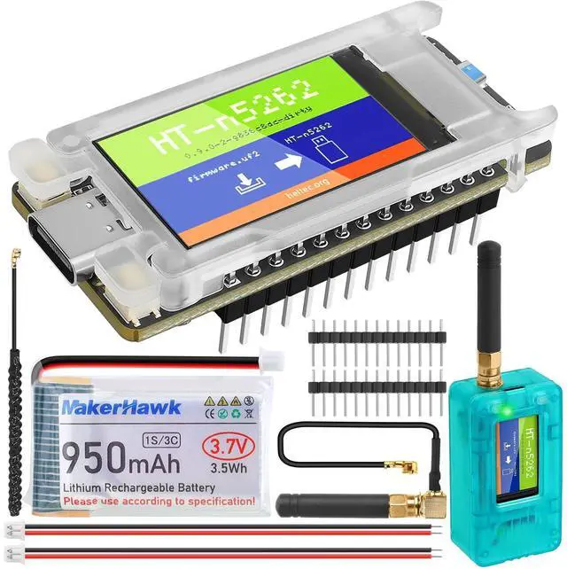 Alt view image 2 of 5 - Mesh Node T114 Board V2 with Case and 950mAh Battery Set + MakerHawk 3.7V 950mAh LiPo Battery