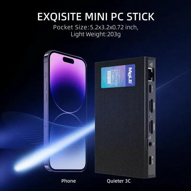 Alt view image 5 of 5 - MeLE Quieter3C Fanless Mini PC 16GB RAM 512GB Storage Slim Desktop PC Celeron N5105(up to 2.9GHz) Micro Computer USB-C Dual HDMI 4K, VESA Mount, 2.4G&5G WiFi, BT5.1 for Home/Office