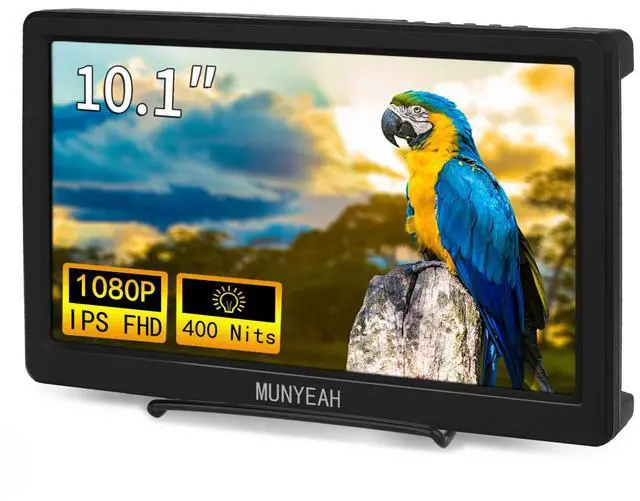 Main image of MUNYEAH M1020 Portable Monitor 10.1 inch Full HD IPS 1920x1080 400Nits Monitor with HDMI, VGA for Windows 11/10/8/7 PS Xbox Compatible with Raspberry Pi 5/4/3 Build-in Speakers VESA Mount