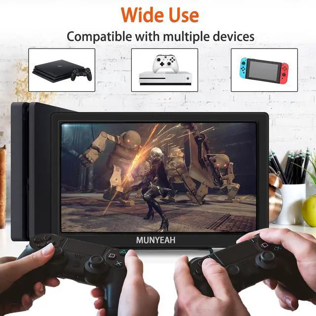 Alt view image 5 of 5 - MUNYEAH M1020 Portable Monitor 10.1 inch Full HD IPS 1920x1080 400Nits Monitor with HDMI, VGA for Windows 11/10/8/7 PS Xbox Compatible with Raspberry Pi 5/4/3 Build-in Speakers VESA Mount