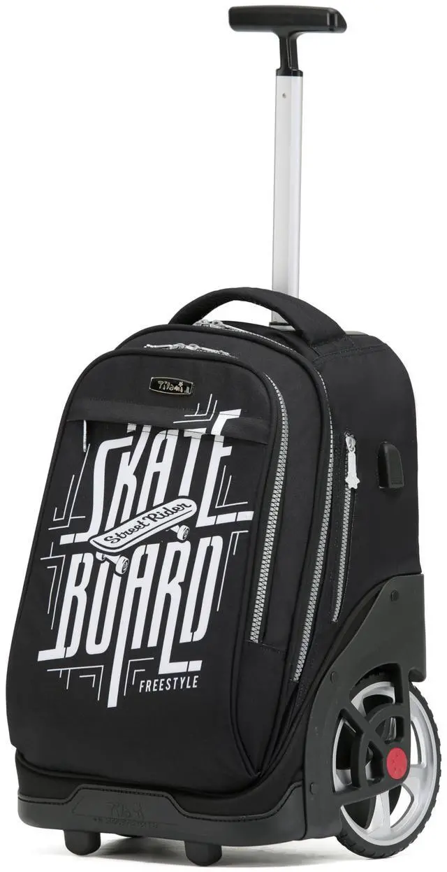 Main image of NEW TILAMI Rolling Backpack 19 inch Teens Rolling Backpack Cute Wheeled Computer Laptop Backpack Bookbag Roller Travel Bag College, Skate Board