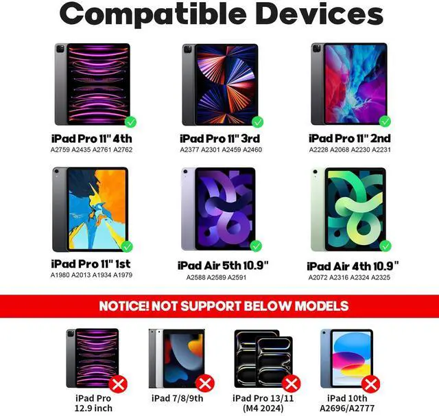 Alt view image 2 of 5 - NOKBABO for iPad Air 11 inch case with Keyboard 2024 (M2), Magic-Stand, 7-Color Backlit, Magic Keyboard for iPad Pro 11 (4th/3rd/2nd/1st) & iPad Air 10.9 inch 6th/5th/4th - Light Pink