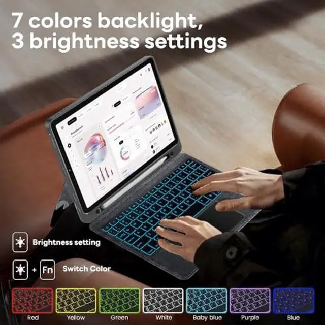 Alt view image 4 of 5 - OPAKIT Magnetic Backlit Keyboard Case for 9th/8th/7th Generation 10.2-inch with Multi-Touch Trackpad, 7 Colors Detachable Wireless Magic Keyboard for iPad Pro 10.5 inch Air 3rd (2021/2020/2019/2017)