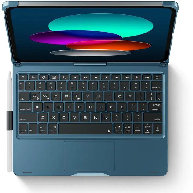 Alt view image 2 of 5 - pekarejue Wireless Keyboard Case for Apple iPad 11th (A16) M3 2025 & 2022 iPad 10th Generation (10.9-inch): Rotatable Pencil Holder Multi-Touch Trackpad RGB Backlit Navy Blue