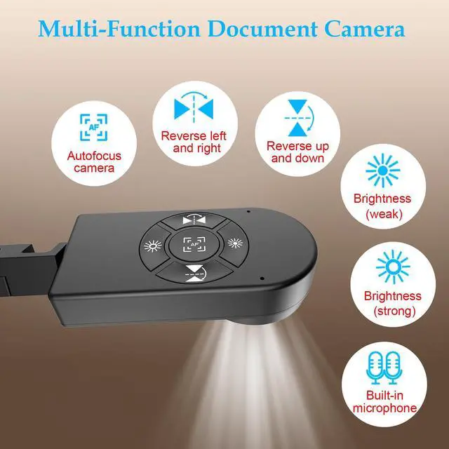 Alt view image 3 of 5 - PAKOTOO 8MP Document Camera, Doc Camera, USB Webcam for Teachers and Classroom, for A3 A4 Size, Built-in Mic, LED Light, Image Inverst, for Windows, Mac, Chromebook, Distance Teaching
