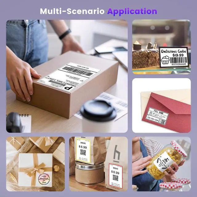 Alt view image 5 of 5 - Phomemo D520BT Bluetooth Thermal Label Printer, 4X6 Wireless Shipping Label Printer Build-in Holder, Thermal Label Maker for Shipping Package, Compatible with , USPS, Shopify, Ebay, Purple
