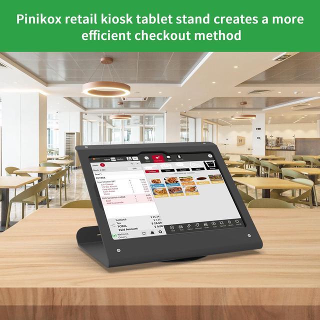 Alt view image 3 of 5 - Pinikox Retail Kiosk Tablet Stand Compatible with iPad 10 gen 10.9 inch, air 4 5 10.9", 11"(A16), Pro 11" 1st 2nd 3rd 4th gen., Air 11", Business POS Tablet Stand, 360deg Swivel Base, Black