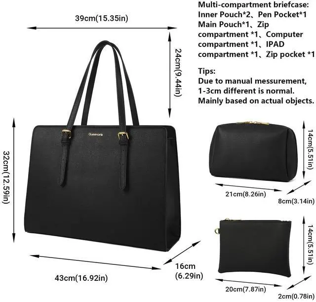Alt view image 4 of 5 - Queenoris PVC Laptop Bag for Women 15.6 Inch Computer Bags Work Bag Business Teacher Office Tote bag Travel Briefcase