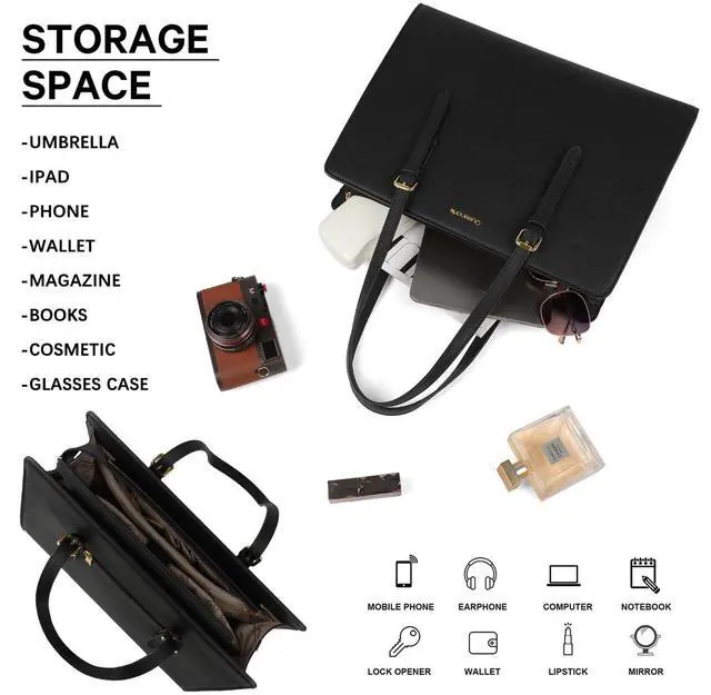 Alt view image 5 of 5 - Queenoris PVC Laptop Bag for Women 15.6 Inch Computer Bags Work Bag Business Teacher Office Tote bag Travel Briefcase