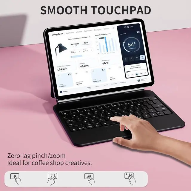 Alt view image 4 of 5 - riwezox Magnetic Case for iPad Pro 13" 2024 with Backlit Keyboard|Magnets Stays Secure on Trains/Flights|Magic Keyboard Case Compatible ONLY 2024 13inch M4 Models:A2925/ A2926 (DO NOT Fit 2022!)