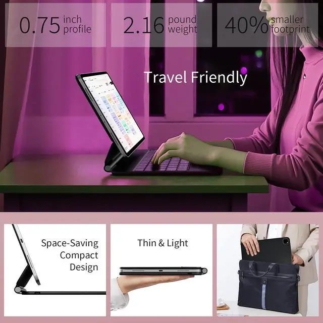 Alt view image 3 of 5 - riwezox Magnetic Case for iPad Pro 13" 2024 with Backlit Keyboard|Magnets Stays Secure on Trains/Flights|Magic Keyboard Case Compatible ONLY 2024 13inch M4 Models:A2925/ A2926 (DO NOT Fit 2022!)