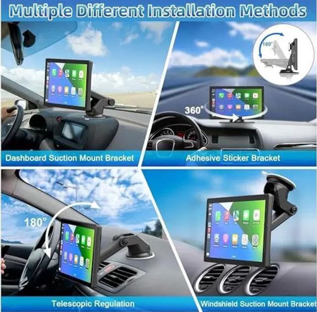 Alt view image 4 of 5 - RLIERCI Portable Carplay Screen for Car, 9" Wireless Carplay Touchscreen with 4K Dash Cam, Android Auto Car Stereo, Car Audio Receivers with 1080p Backup Camera, GPS, Bluetooth, FM, Siri