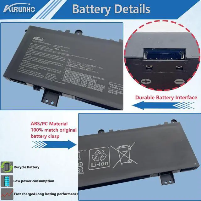 Alt view image 3 of 5 - AURUNHO C41N2103 90Wh Battery Replacement for Asus ROG Zephyrus Duo 16 GX650RX GX650PI GX650RW GX650RS GX650RM GX650PY GX650PZ GX650PV Series NR2202RW NR2202RM NR2202RS NR2202RX 15.4V