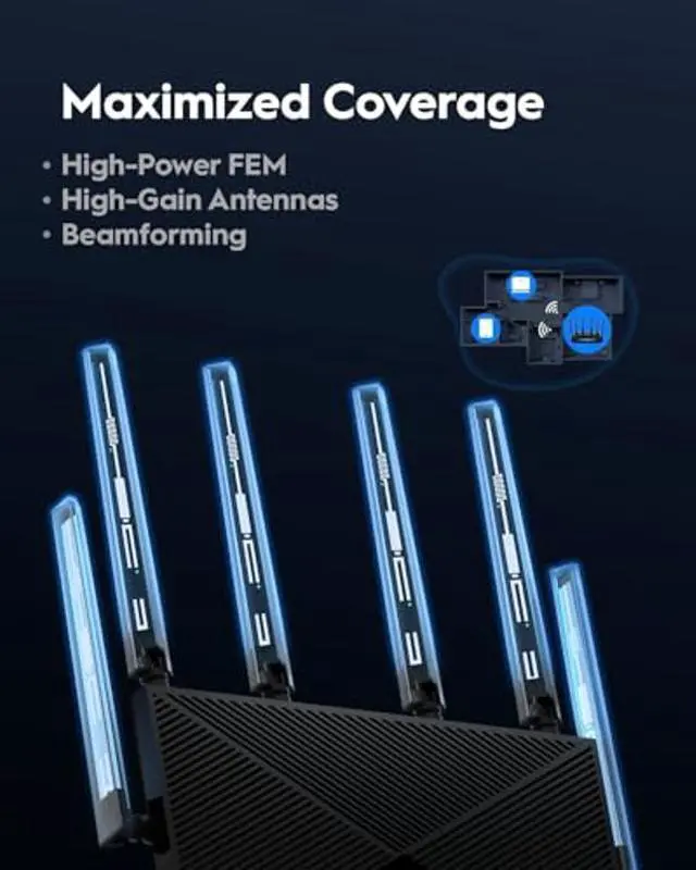 Alt view image 5 of 5 - Cudy Tri-Band WiFi 7 BE11000 Router, 6-Stream 10 Gbps, 4 x 2.5G Ports, Up to 11000Mbps, VPN Server and Client, Cudy APP and Mesh, 6 x High-gain Antennas, WR11000
