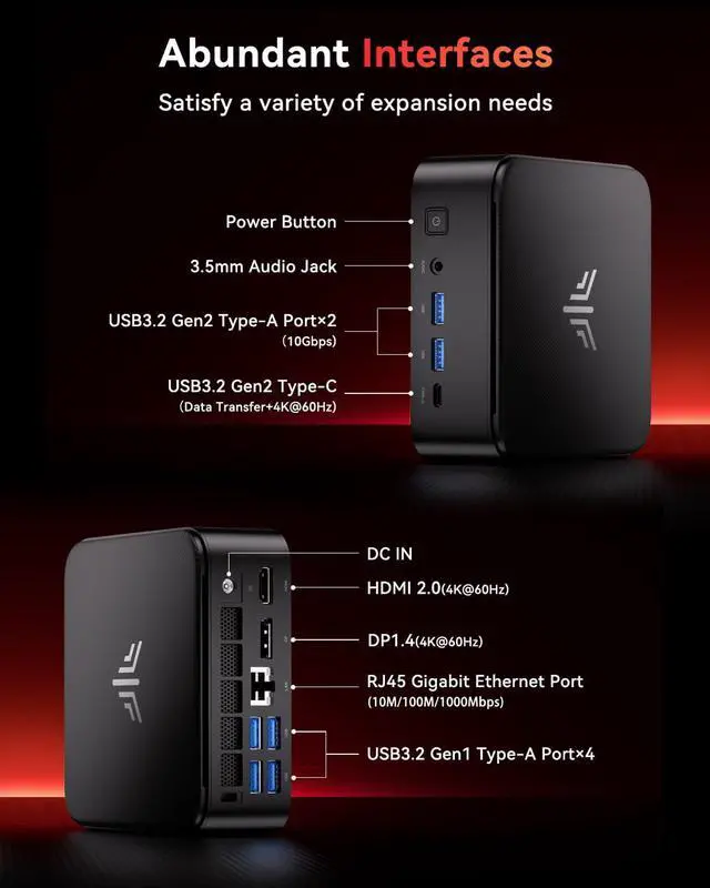 Alt view image 4 of 5 - KAMRUI Mini Gaming PC, E3B 16GB RAM 512GB SSD Mini PC AMD Ryzen 5 7430U Micro Desktop Computers (Max 4.3GHz,6C/12T, Beat 5650U), Small Computer Support WiFi 6, BT5.2, Triple Display for Office Home