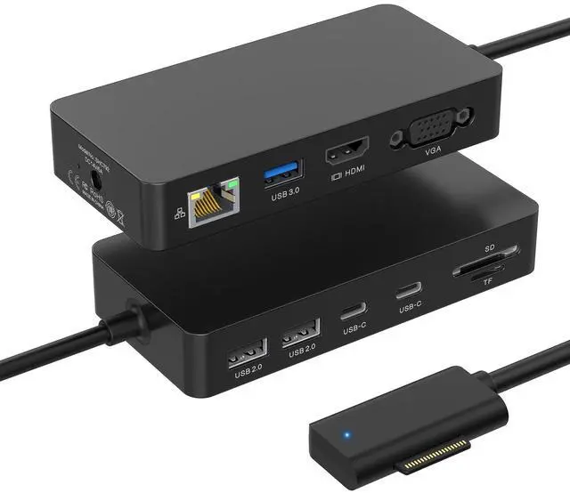Main image of New MS Dock 2, 11 in 1 Docking Station with 4K@60HZ HDMI+VGA,Ethernet,USB-C/USB-A,SD/TF, for Pro 10/9/8/X/7/6/5/4/3, Laptop Go, Laptop 6-1, Book