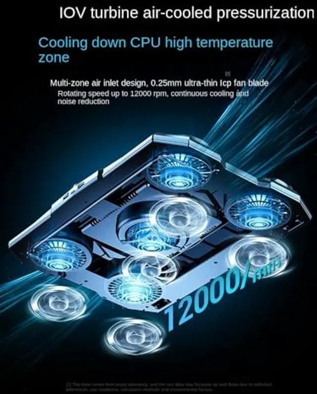 Alt view image 3 of 5 - Gaming Laptop Cooler Semiconductor Stand Dual-Mode Thermoelectric & Fan System Notebook 12-17" Cooling Pad with RGB, Phone Holder, Adjustable Speed, 2-Port USB Hub - Conquer Lag, Stay Cool, Black