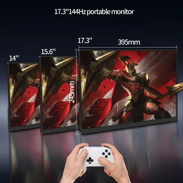 Alt view image 5 of 5 - StarXnDa Portable Gaming Monitor 144hz,17.3'' 2560 * 1440p Portable Monitor 250cd/m2 IPS HDMI Type-c Port Speakers vesa Wall Mount Portable Screen for Laptop PC Mac Switch PS5/4 Xbox
