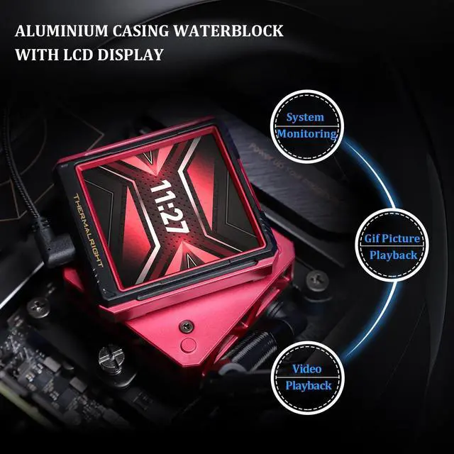 Alt view image 4 of 5 - Thermalrlght FW 360 Ultra ARGB Black CPU Water Cooler,3 PWM Fans Water Cooling System,IPS LCD Screen with 480x480 Resolution,for AM4/AM5&Intel LGA1700,CPU Liquid Cooler,2.44-inch Display