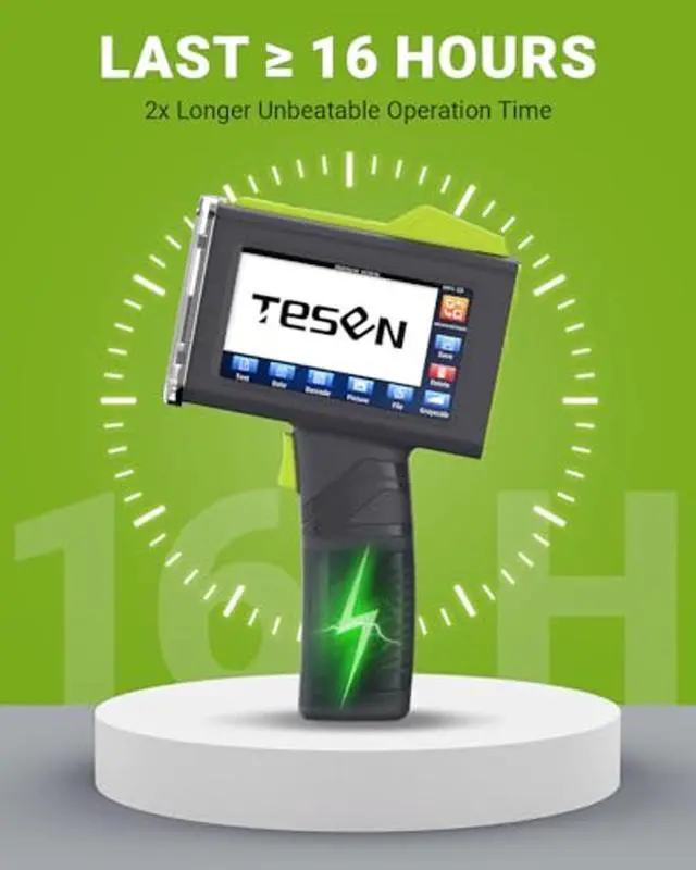 Alt view image 2 of 5 - TESEN Upgraded Handheld Printer at 0.5 Inch Print Height with Sensor Printing on Production Line Use Fast Dry Ink to Print Date Time Logo Barcode QR Code Batch Number Anywhere (Works Over 16 Hours)