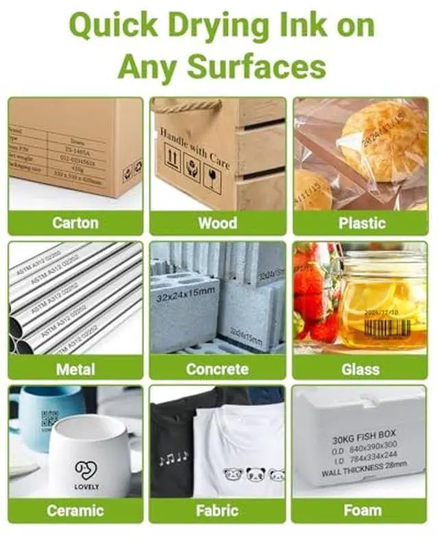 Alt view image 5 of 5 - TESEN Upgraded Handheld Printer at 0.5 Inch Print Height with Sensor Printing on Production Line Use Fast Dry Ink to Print Date Time Logo Barcode QR Code Batch Number Anywhere (Works Over 16 Hours)