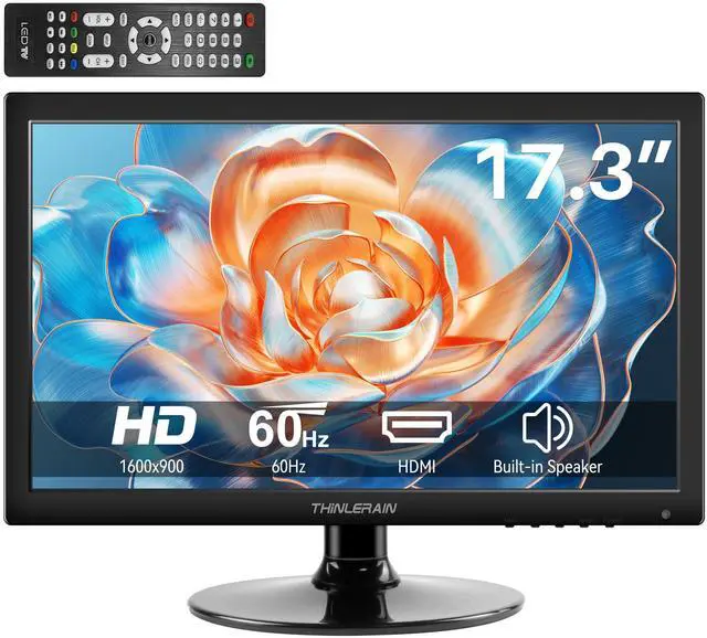 Main image of Thinlerian 17.3 Inch Computer Monitor, HD 1600x900 Display, HDMI VGA Monitor, Build-in Speakers, 60Hz, 5Ms, VESA Mountable, PC Monitor, Black