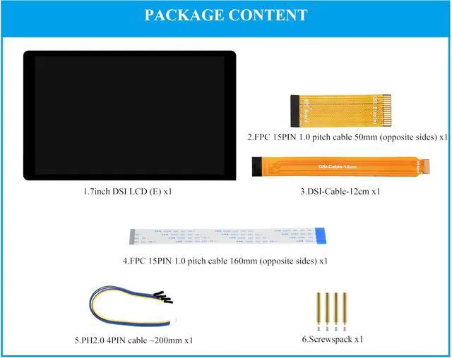 Alt view image 2 of 5 - 7inch DSI LCD Compatible with Raspberry Pi 5/4B/CM4/3B+/3A+/3B/Compute Module 5/CM5/CM4/CM3+/CM3, 1280 x 800 Capacitive Touch Screen IPS Display, Optical Bonding Toughened Glass Panel, 10-Point Touch
