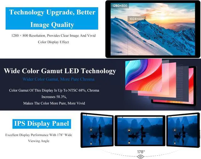 Alt view image 5 of 5 - 7inch DSI LCD Compatible with Raspberry Pi 5/4B/CM4/3B+/3A+/3B/Compute Module 5/CM5/CM4/CM3+/CM3, 1280 x 800 Capacitive Touch Screen IPS Display, Optical Bonding Toughened Glass Panel, 10-Point Touch
