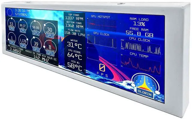 Alt view image 2 of 5 - VSDISPLAY 7.84 Inch 1280x400 IPS Mini Monitor Stretched Bar LCD Display with White Case as PC/Computer/Laptop Speed Temperature AIDA64 CPU GPU Monitoring Secondary Screen