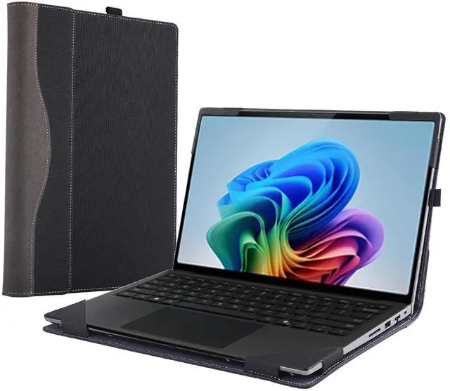Alt view image 5 of 5 - Laptop Case for Microsoft Surface Laptop 7 15" (2024 Released), Detachable Notebook Sleeve, Computer Bag Protective Cover PU Shell with Heat Dissipation Hole (Dark Grey)