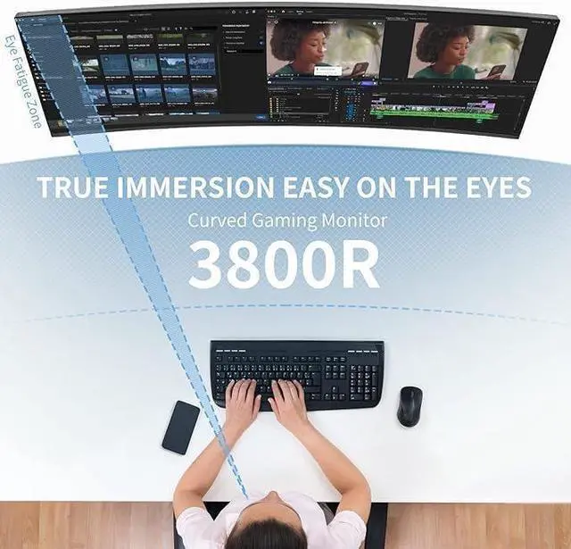 Alt view image 4 of 5 - AtomFun YOGAES 49 Inch 5K Wide Dual QHD (5120x1440) IPS Surface Game Display, 49 Inch montior. HDR 400, Hidden Inside, USB-C, VESA100*100mm, Tilt Height Adjustment Possible, G-Sync (75hz)