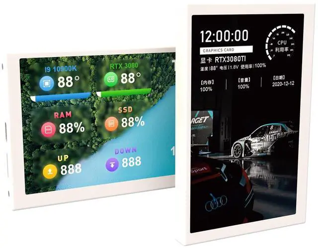 Main image of Yoqanr 5" Sensor Panel PC Temperature Display,Computer Temp Monitor, PC Accessories,Type-C+PH Interface,Mini Computer Secondary Screen Monitoring CPU,RAM,GPU,SSD Performance and So On(White)
