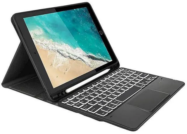 Main image of SaharaCase Protection Bluetooth Keyboard Case with Mouse Pad for Apple iPad 10.2 Inch (9th Generation 2021) [Shockproof Bumper] Heavy Duty Rugged Protection Antislip Integrated Kickstand - Black