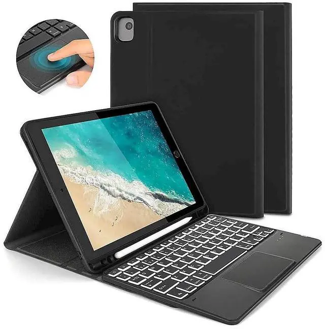 Alt view image 2 of 5 - SaharaCase Protection Bluetooth Keyboard Case with Mouse Pad for Apple iPad 10.2 Inch (9th Generation 2021) [Shockproof Bumper] Heavy Duty Rugged Protection Antislip Integrated Kickstand - Black