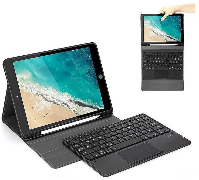Alt view image 3 of 5 - SaharaCase Protection Bluetooth Keyboard Case with Mouse Pad for Apple iPad 10.2 Inch (9th Generation 2021) [Shockproof Bumper] Heavy Duty Rugged Protection Antislip Integrated Kickstand - Black