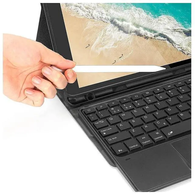 Alt view image 4 of 5 - SaharaCase Protection Bluetooth Keyboard Case with Mouse Pad for Apple iPad 10.2 Inch (9th Generation 2021) [Shockproof Bumper] Heavy Duty Rugged Protection Antislip Integrated Kickstand - Black