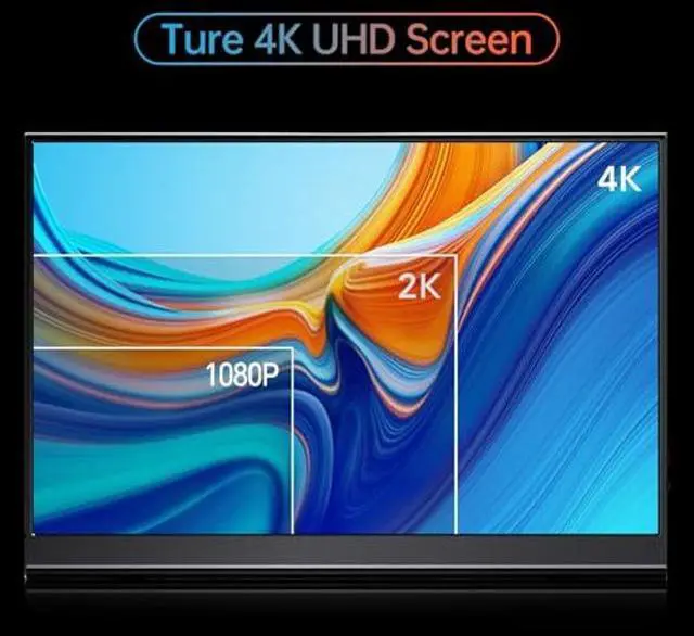 Alt view image 4 of 5 - Yxk 4K Portable Monitor 15.6" 3840x2160 UHD USB-C HDMI Laptop Monitor, 100% RGB IPS Computer Gaming Display HDR Travel Monitor w/Speakers & Smart Cover for Laptop Xbox PS5 Switch PC Phone