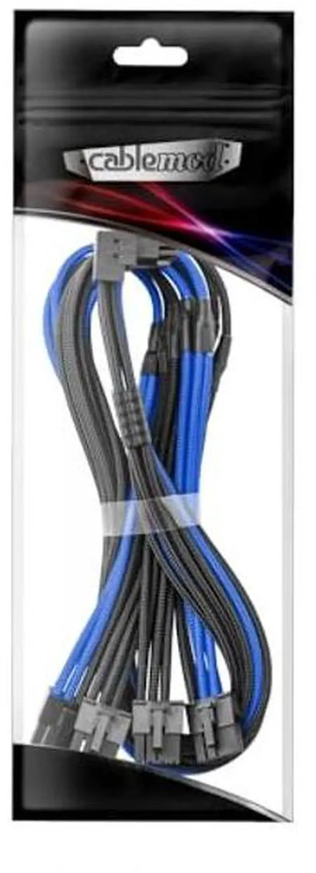 Alt view image 3 of 3 - CableMod RT-Series Pro ModMesh Sleeved 12V-2x6 12VHPWR 90deg StealthSense PCIe Cable for ASUS/Seasonic/Phanteks - Variant A (Black + Blue, 16-pin to Quad 8-pin, 60cm)