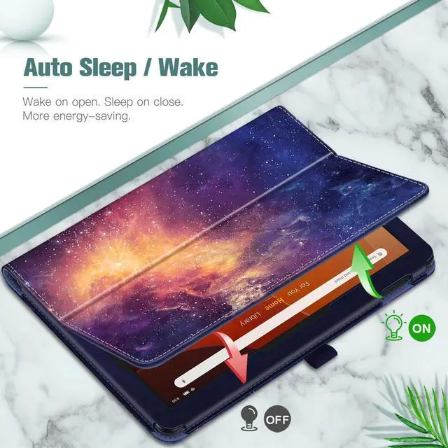 Alt view image 3 of 5 - Fintie Folio Case for All-New  Fire HD 10 and 10 Plus Tablet (13th/11th Generation, 2023/2021 Release) - Slim Fit Standing Cover with Auto Sleep/Wake, Galaxy
