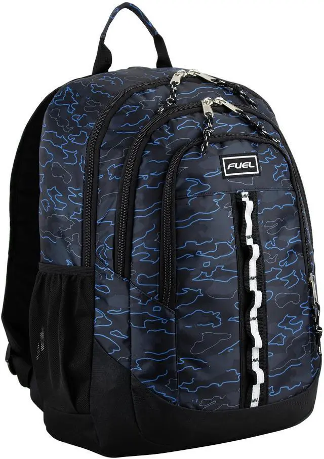 Main image of FUEL Travel Laptop Carry On Backpack Sport Shock Multi Large Compartments for College Bookbag, Hiking, Work, 18.5 x 13 x 7 Inches, Blue Camouflage