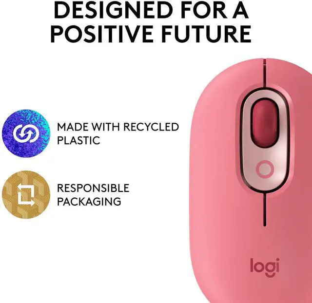 Alt view image 5 of 5 - Logitech POP Mouse, Wireless Mouse with Customizable Emojis, SilentTouch Technology, Precision/Speed Scroll, Compact Design, Bluetooth, Multi-Device, OS Compatible - Heartbreaker Rose