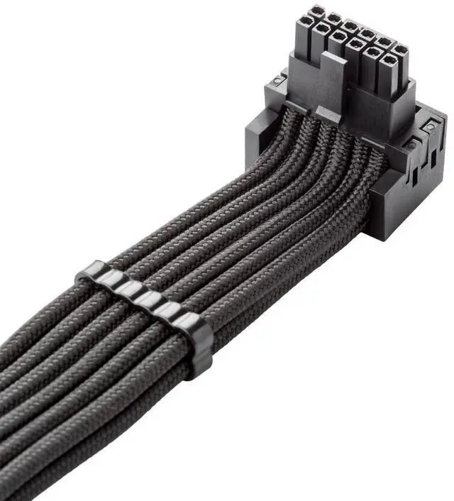 Alt view image 2 of 4 - CableMod C-Series Pro ModFlex Sleeved 12V-2x6 12VHPWR 90deg StealthSense PCIe Cable for Corsair Type 4 / Type 3 - Variant B (Black, 16-pin to Dual 8-pin, 60cm)