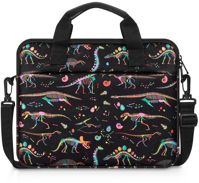 Main image of MoKo 10-12.5 Inch Kids Tablet Sleeve Carrying Case for Fire HD 10 13th/11th Gen, Fire HD 8/7 Kids 2022, Tablet Bag with Shoulder Strap for 10/10.1 Inch Android 12/13, Black Dinosaur