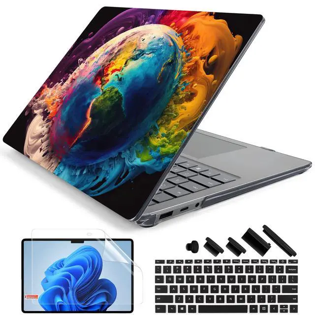 Main image of Batianda Premium Laptop Case for 15" Microsoft Surface Laptop 5 4 3 with Metal Palm Rest Designed Clear Protective Plastic Hardshell & Keyboard Cover & Screen Protector, Earth