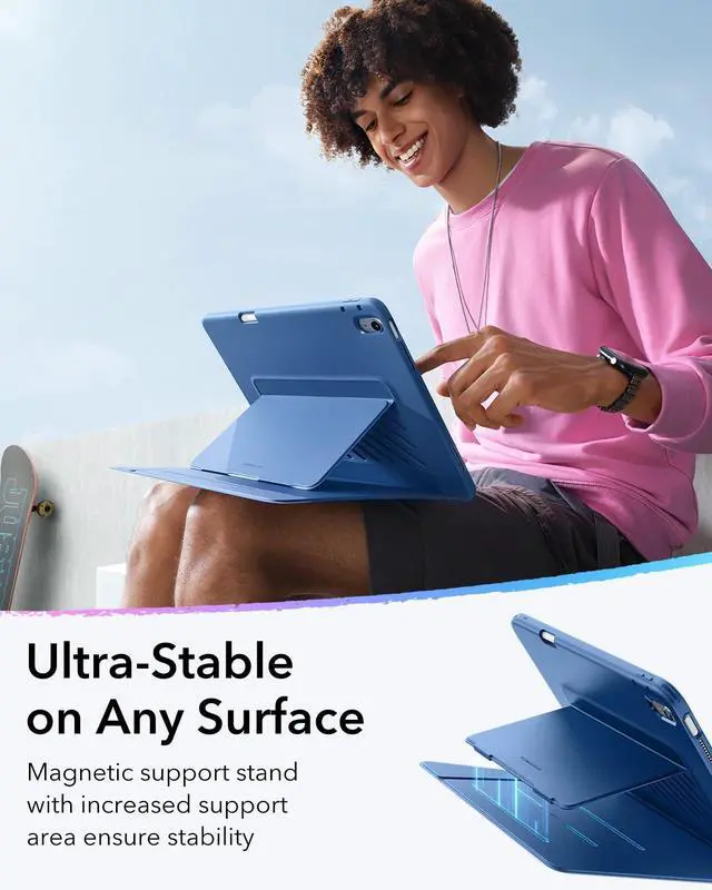 Alt view image 5 of 5 - ESR for iPad Air 13 Inch Case M3/M2 (2025/2024), Vertical Stand Cover, Multi Stand Angles, Ultra-Stable Case for iPad Air 13 with Pencil Holder, Flip Series, Blue