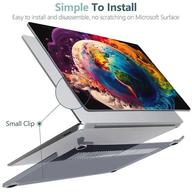 Alt view image 4 of 5 - Batianda Premium Laptop Case for 15" Microsoft Surface Laptop 5 4 3 with Metal Palm Rest Designed Clear Protective Plastic Hardshell & Keyboard Cover & Screen Protector, Earth